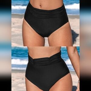 BRAND NEW high-rise adjustable black swimsuit bottoms size S